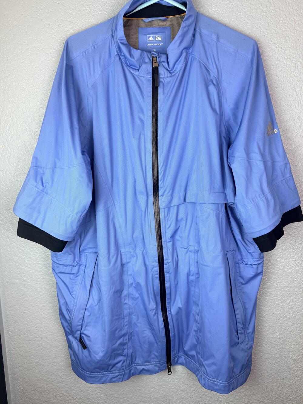 Adidas ClimaProof Storm Jacket Mens XL Blue Short Sleeve Golf Windbreaker P15012